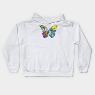 Floral Butterfly Color White Background Kids Hoodie